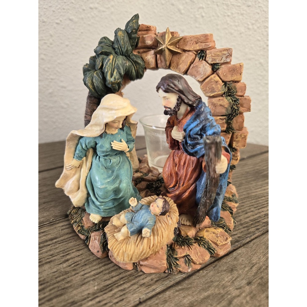 Nativity Holy Family Joseph Mary Baby Jesus Votive Candle Holder Christmas